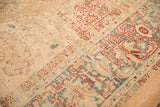 Mostly even wear to the knot heads on this distressed Persian Ahar carpet in sand, red, and blue.