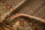 Low, textured pile of a vintage Bijar runner with time-softened teal and rust hues.
