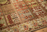 Textured pile of a vintage Bakhtiari carpet showing its paneled garden of paradise design.