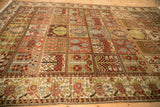 High-angle view of a vintage Bakhtiari's textured, repeating paneled garden design.