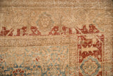 Worn, hand-knotted texture of a vintage Bijar runner with a sandalwood and terracotta border.