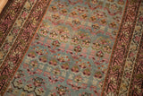 Close-up showing the even wear to the knot heads on a distressed vintage Karabagh rug.