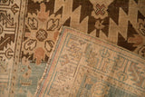 Revealed hand-knotted foundation and weave on a distressed antique Armenian Karabagh runner.