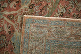 Close-up of the hand-knotted foundation and secured side selvage on a vintage Mahal rug.