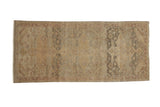 Distressed Peshawar rug runner with triple medallions in a neutral palette of beige, sand, and charcoal.