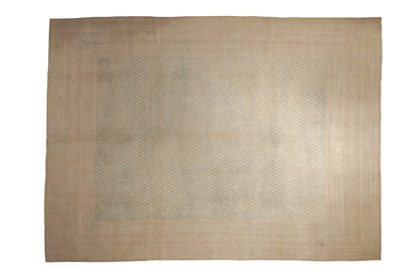 Distressed Persian Mir Sarouk carpet with an allover boteh pattern in muted slate, silver, and ivory.