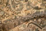 Close view of the vintage Bakhtiari rug's even wear, with low pile revealing individual knot heads.
