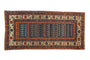 Antique Caucasian runner with sapphire blue field, rowed floral patterns, and a vibrant crab-style border.