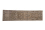Designer-aligned distressed vintage Hamadan runner, allover Herati pattern in beige, charcoal, and soft blue.