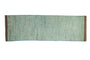 Plush hand-knotted Pakistani Moroccan runner rug in soft powder blue with tonal striations, 2'6" x 7'6".
