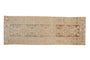 Distressed vintage Hamadan runner, abrashed ivory, brown, and pale green geometric patterns.