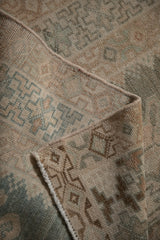 Vintage Distressed Hamadan runner with worn pile, visible foundation, and intact selvage.