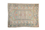 Distressed Oushak rug with faded pastel geometric medallion and vine pattern, 2'8" x 3'4".