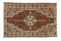 Vintage Distressed Mazlaghan rug featuring shield medallion, abrashed brown and silver tones.