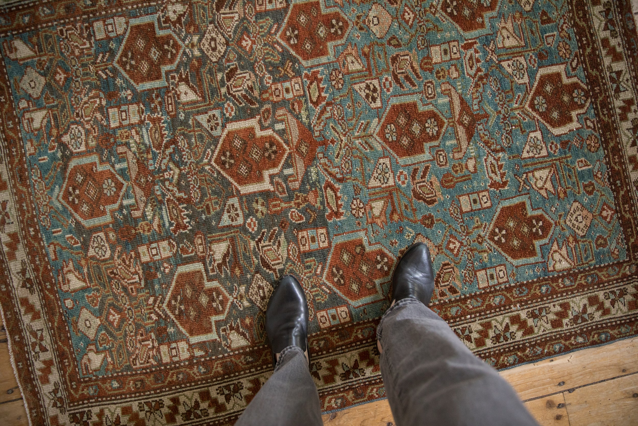4x5 Vintage Distressed Malayer Square Rug
