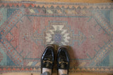 1.5x3.5 Vintage Distressed Oushak Rug Mat Runner