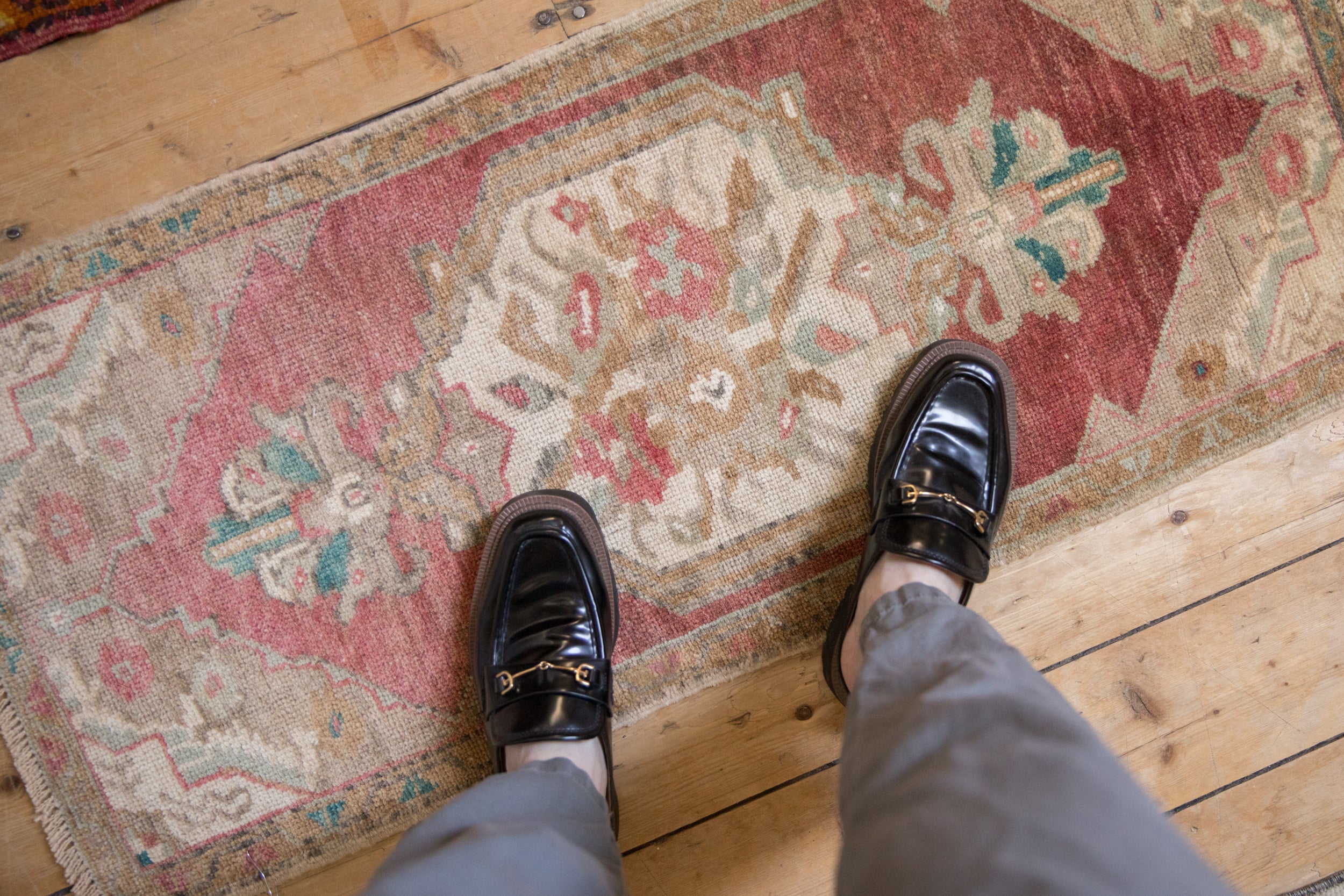 1.5x3.5 Vintage Distressed Oushak Rug Mat Runner