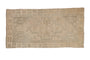 Distressed Oushak rug mat runner with faded ivory and silver tones, subtle floral motif.