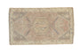 Distressed Oushak rug mat with faded mauve, sand, pale blue geometric medallion, 1'7" x 2'9".