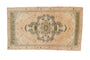 Vintage distressed Oushak rug mat, slate blue scalloped medallion, beige field, 1'9" x 3'1".
