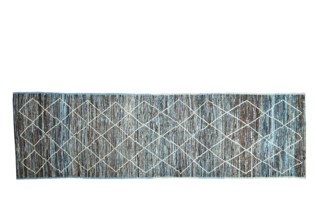 Overdyed Pakistani Moroccan Design Rug Runner / ONH item ee005553