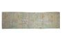 Hand-knotted Pakistani Moroccan runner with abstract geometric shapes, muted pastel abrashes.