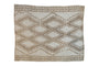 Vintage Moroccan carpet featuring ivory and dusty bronze geometric diamonds with plant motifs, 6'4" x 7'9".