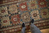 4x8 Vintage Distressed Caucasian Rug Runner