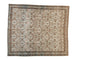Distressed vintage Persian Bibikabad rug, allover ivory and brown Herati pattern with blue.