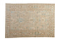 Distressed Persian Mehrivan rug with cream, powder blue florals and Turtle Samovar border.