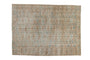 Distressed vintage Turkmen carpet, allover guls in faded blue and warm neutral tones, 7'9" x 10'5".
