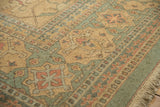 Corner detail of a hand-woven Soumak carpet showing the original selvage, fringe, and texture.