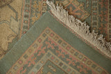 Reverse corner of a Soumac design carpet showing the hand woven texture and original ivory selvage.