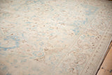 Angled detail of a distressed Polonaise carpet showing even wear across its knot heads.