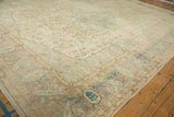 Faded scalloped Herati motif and elongated boteh border on distressed vintage Bijar rug.
