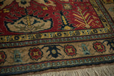 Corner of a vintage Kazak rug with plush pile, a floral border, and intact selvage.