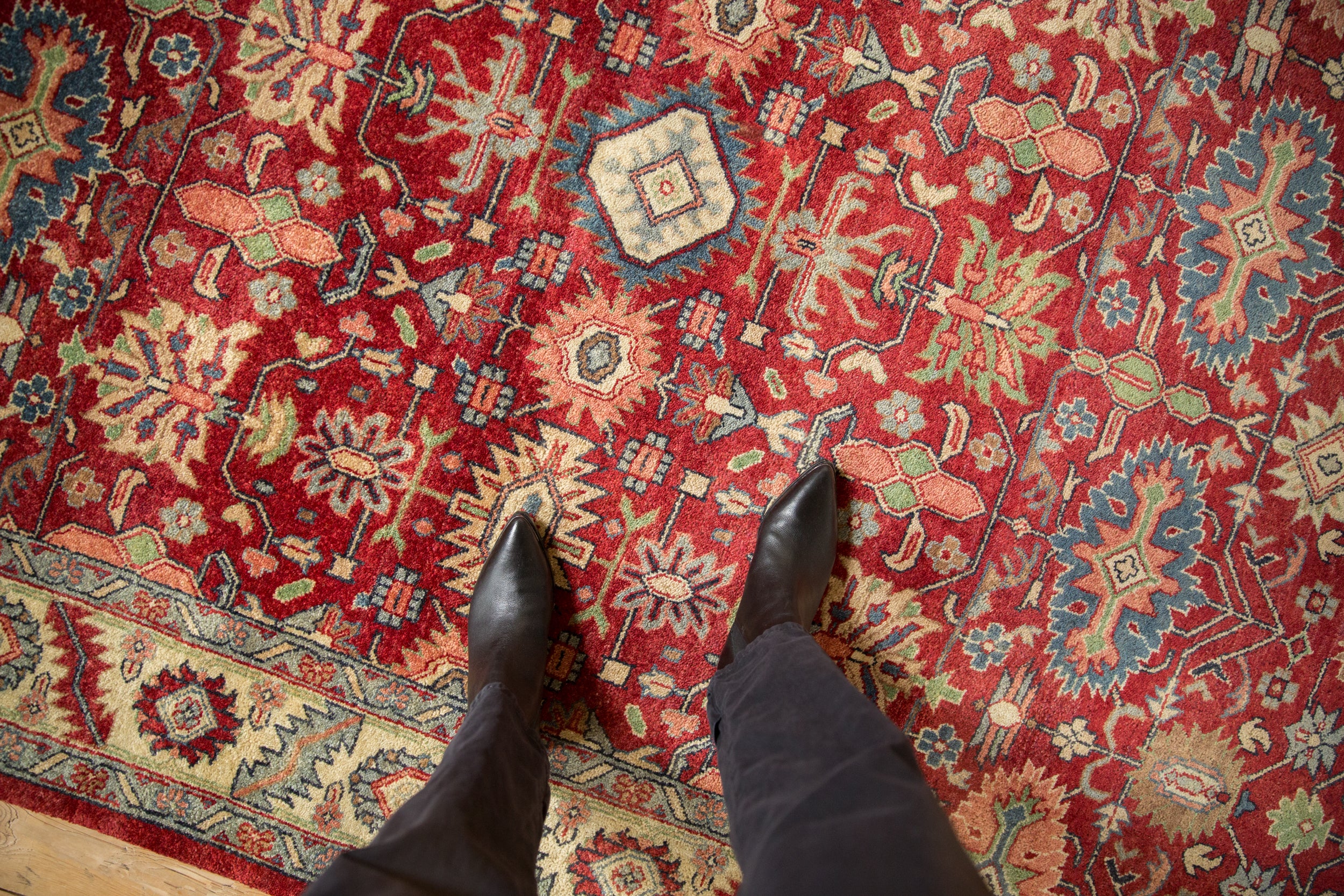 6x9 Vintage Indian Heriz Design Carpet // ONH Item mc001952, Image 1