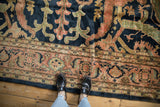Vintage Serapi rug's terracotta and dusty gold turtle samovar main border detail.