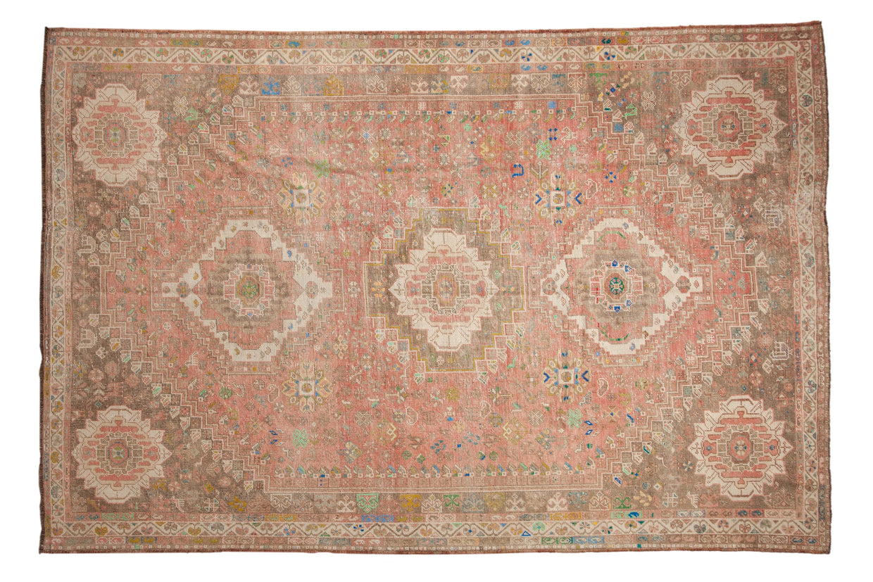 7x10.5 Vintage Distressed Abadeh Carpet // ONH Item 10047