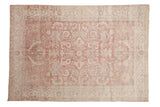 Vintage Distressed Sparta carpet, faded dusty rose and ivory allover floral design.
