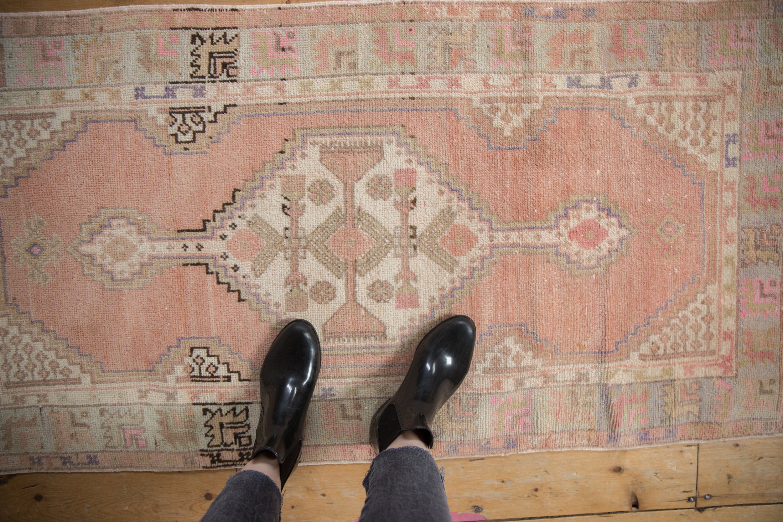 2.5x5 Vintage Distressed Oushak Rug Runner // ONH Item 10085 Image 1