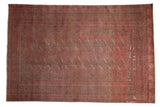 Distressed blush and raspberry Daulatabad carpet, geometric gul design, wide borders, 6'6