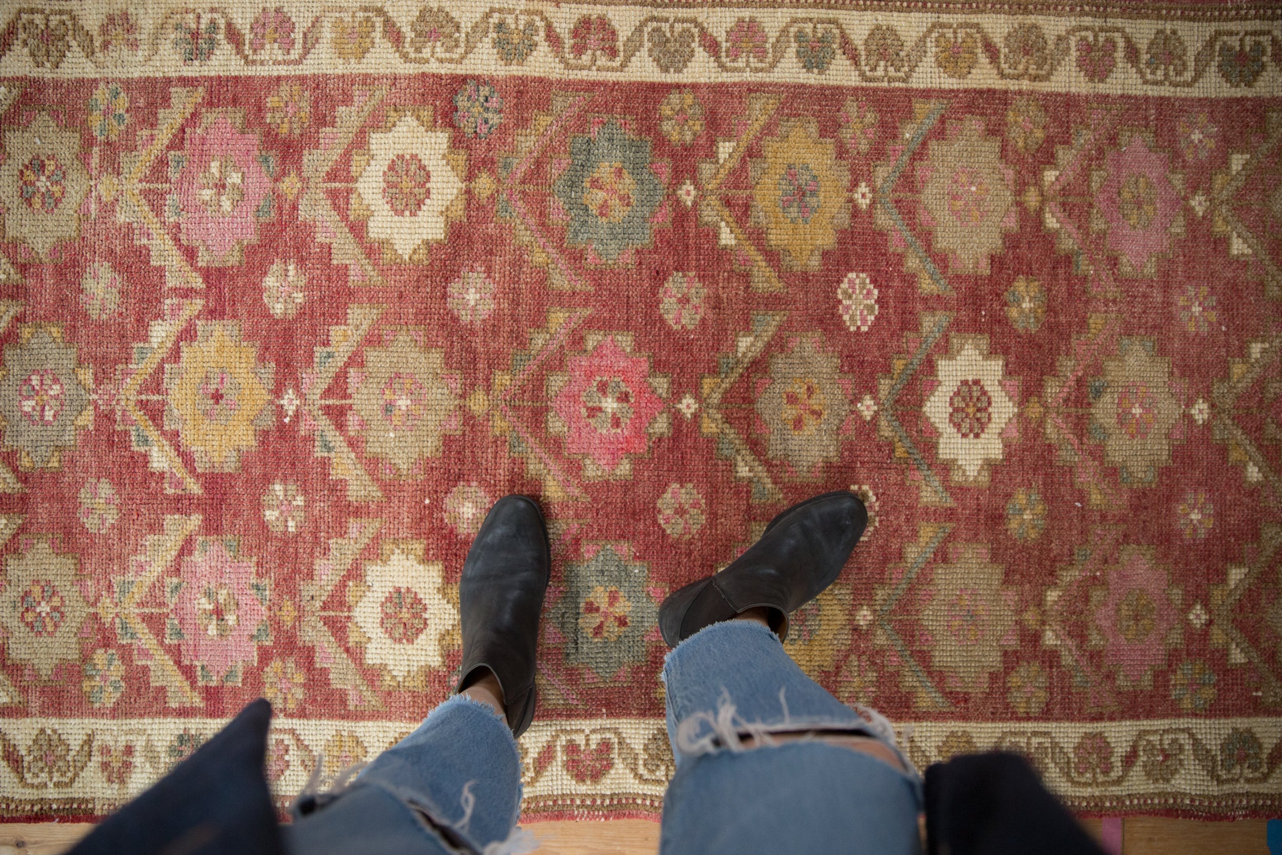 3x11.5 Vintage Distressed Oushak Rug Runner // ONH Item 10147 Image 1