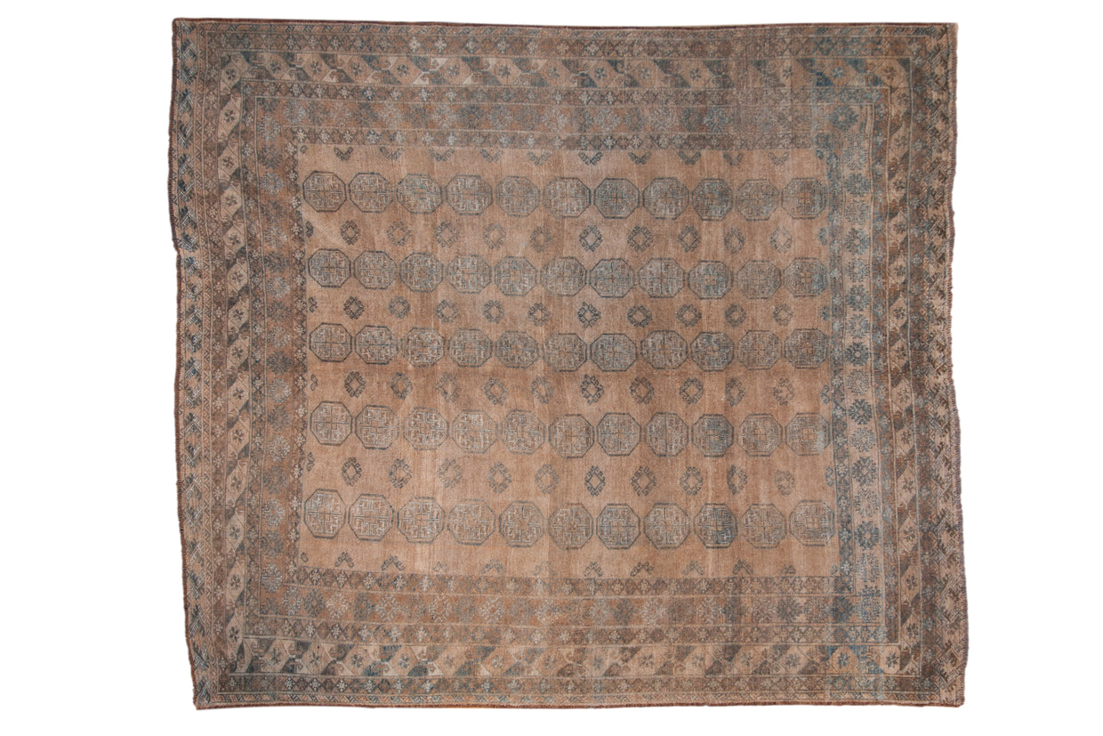 8x9 Vintage Distressed Ersari Design Square Carpet // ONH Item 10151