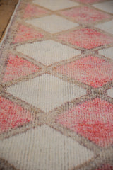 Distressed fuchsia and ivory diamond lattice pattern with thick vinery on Kurd runner.