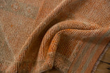 Soft, textured pile of the distressed Kurd runner, showing pale saffron and oxidized silver colors.