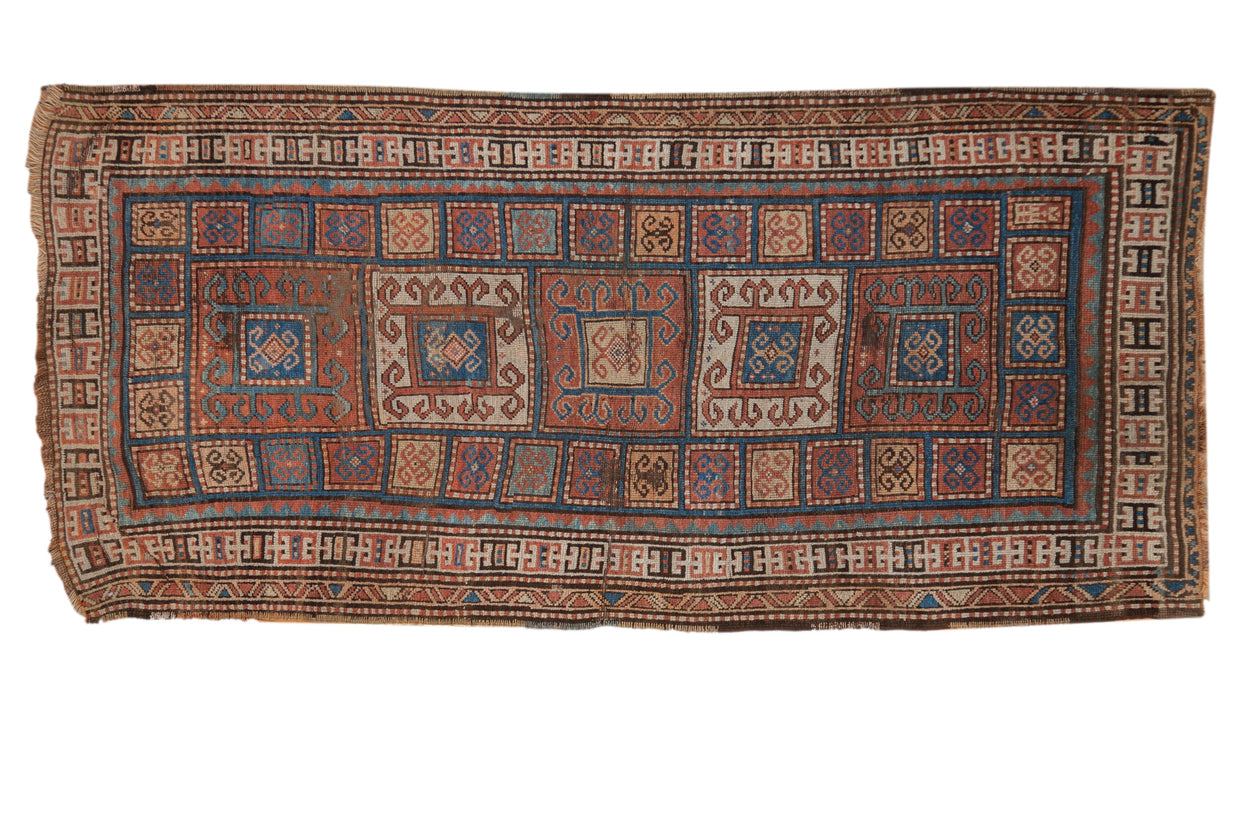 3.5x8 Antique Kurdish Rug Runner // ONH Item 10218