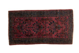 Vintage Persian Lilihan rug with raspberry red field, asymmetric floral bouquets, and mir serbend border, 3'6