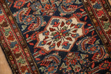 Intricate Herati pattern with fish motifs and multi-colored border on the vintage Borchalou rug.