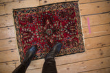 Lilihan rug corner: cherry red field, delicate floral motifs, serpent and vine palmette borders.